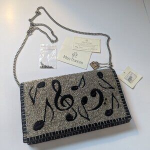 NWT Mary Frances "Well Noted" Beaded Embroidered Crossbody Clutch Handbag